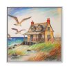 Summer Seaside Cottage Framed Canvas