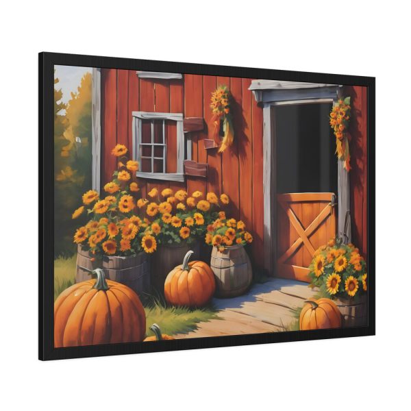 7535009776142257930_2048.jpeg Barn Pumpkin Flowers Autumn Framed Poster