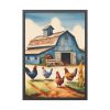 Barn Farm With Chickens Framed Poster