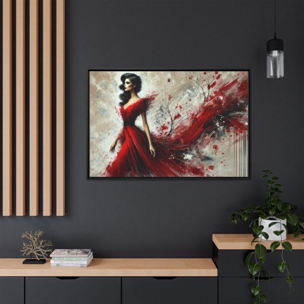 7666948978221349770_2048.jpeg Stylized Woman in Flowing Red Dress Framed Canvas