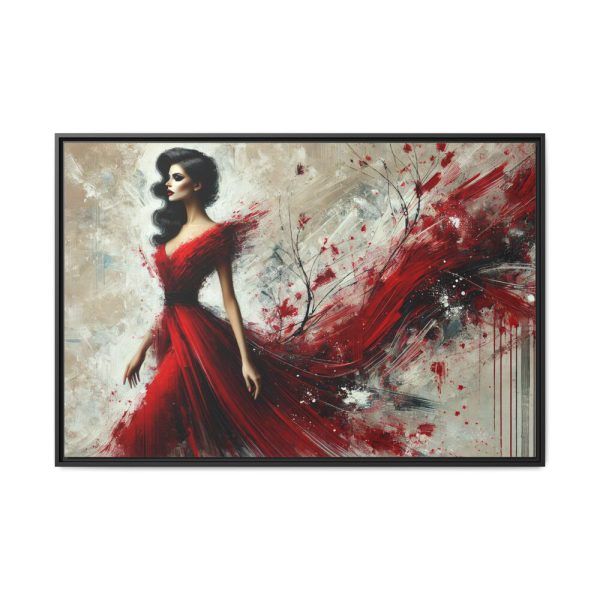 7725169620741614997_2048.jpeg Stylized Woman in Flowing Red Dress Framed Canvas