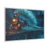 Steam Locomotive On A Bridge Framed Canvas