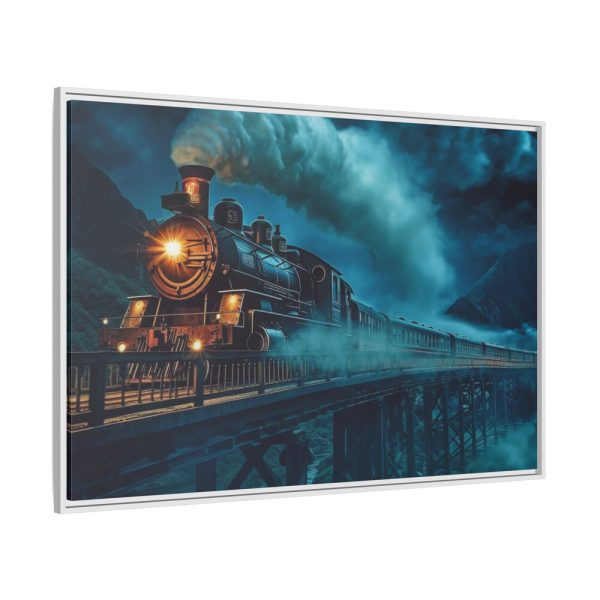 Steam Locomotive On A Bridge Framed Canvas
