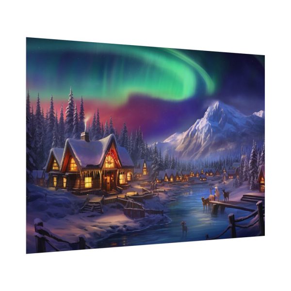 793095658162820497_2048.jpeg Cottage In Winter With Northern Lights Poster