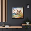 Summer Seaside Cottage Framed Canvas