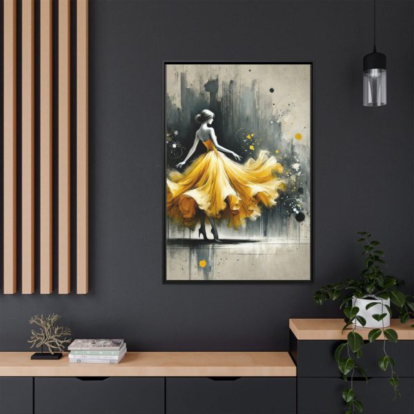 8008641440585440760_2048.jpeg Graceful Woman in Bright Yellow Dress Framed Canvas