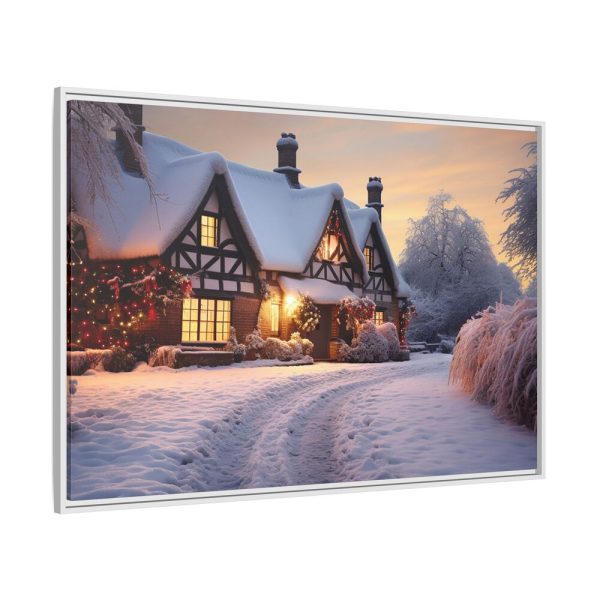 8148388502135520884_2048.jpeg Half Timbered Cottage In Winter Framed Canvas