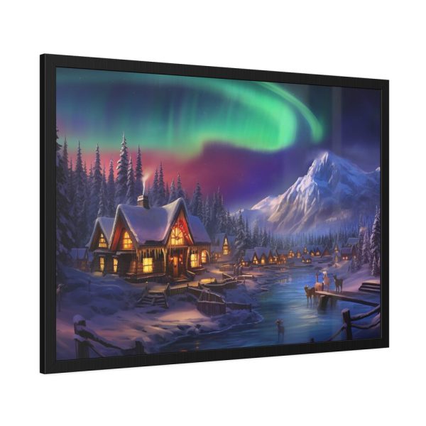 8153721572878473551_2048.jpeg Cottage In Winter With Northern Lights Framed Poster