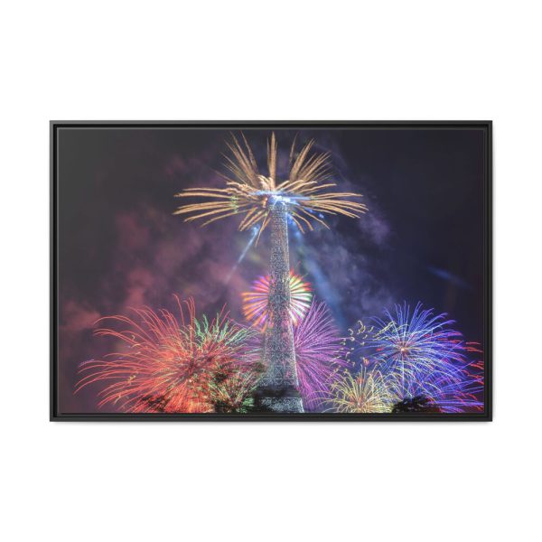 Fireworks at Eiffel Tower Framed Canvas