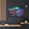 8391133767998592216_2048.jpeg Cottage In Winter With Northern Lights Framed Canvas