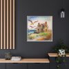 Summer Seaside Cottage Framed Canvas