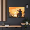 Beautiful Vintage Woman Beach Art Framed Canvas