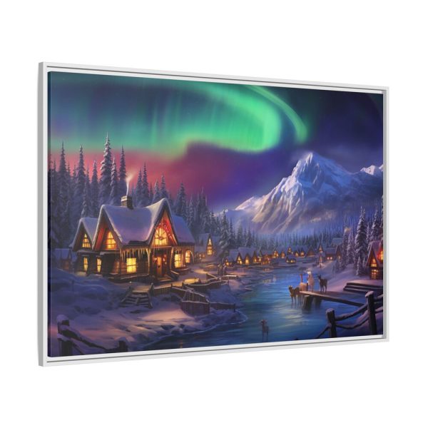 8724559980780409271_2048.jpeg Cottage In Winter With Northern Lights Framed Canvas
