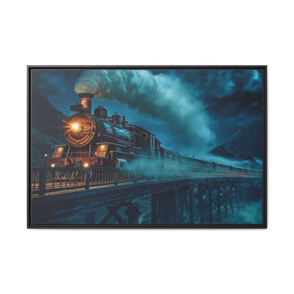 Steam Locomotive On A Bridge Framed Canvas