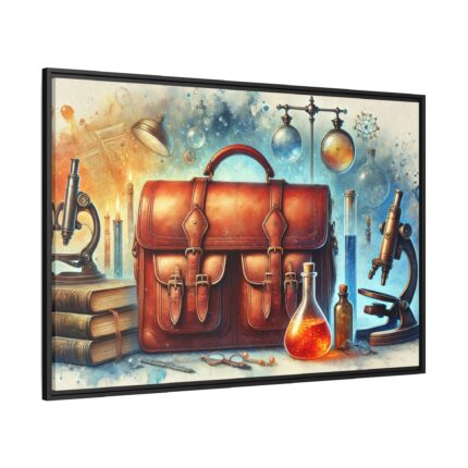 Illustration of Large Leather Bag Framed Canvas