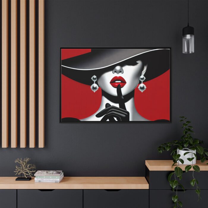 The woman With Large Black Hat Framed Canvas - Image 4