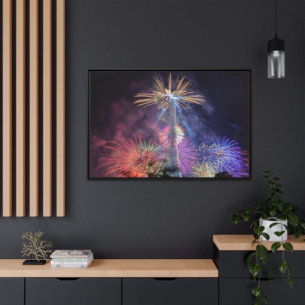 Fireworks at Eiffel Tower Framed Canvas