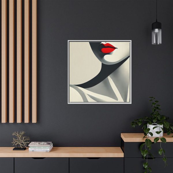 Minimalist of Woman's Lower Face Framed Canvas