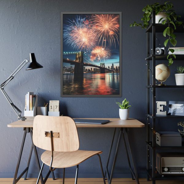 9873076708212387608_2048-1.jpeg Brooklyn Bridge NYC Fireworks Framed Poster
