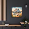 Barn Farm With Chickens Framed Canvas