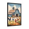 Barn Farm With Chickens Framed Poster