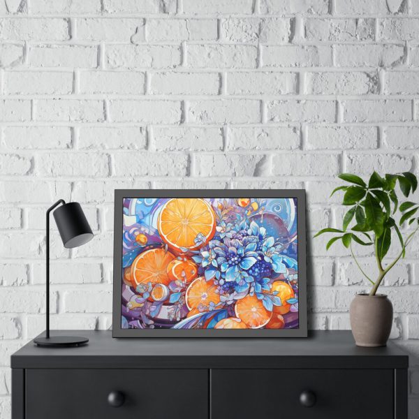 13433333169751826709_2048.jpeg Orange Slices and Orange and Purple Dots Framed Poster