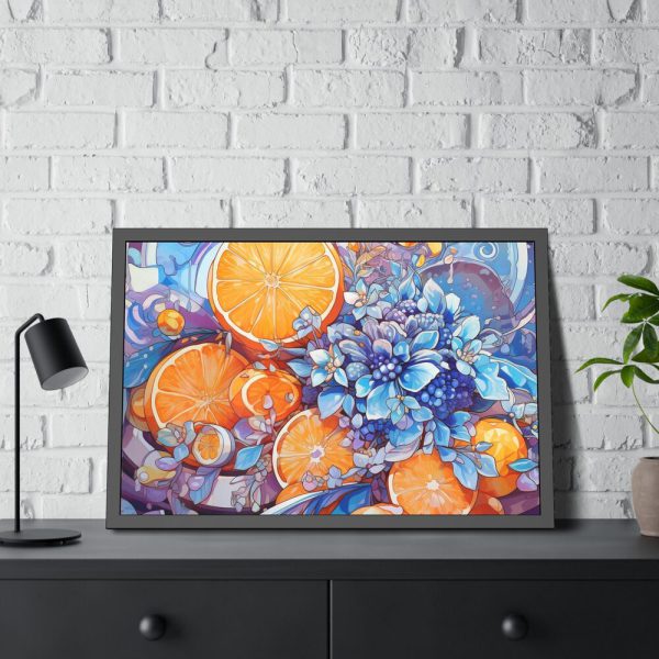 1679559778341159424_2048.jpeg Orange Slices and Orange and Purple Dots Framed Poster