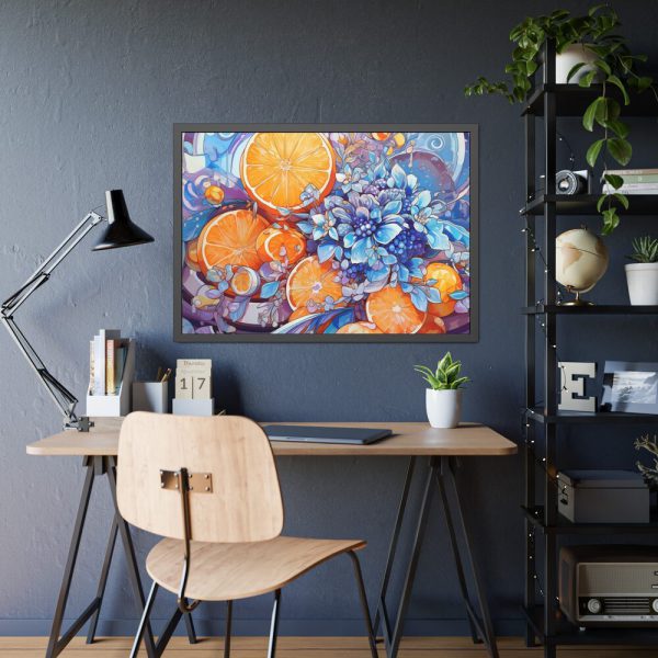 18277469744499936711_2048.jpeg Orange Slices and Orange and Purple Dots Framed Poster