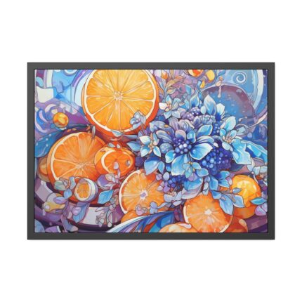 Orange Slices and Orange and Purple Dots Framed Poster